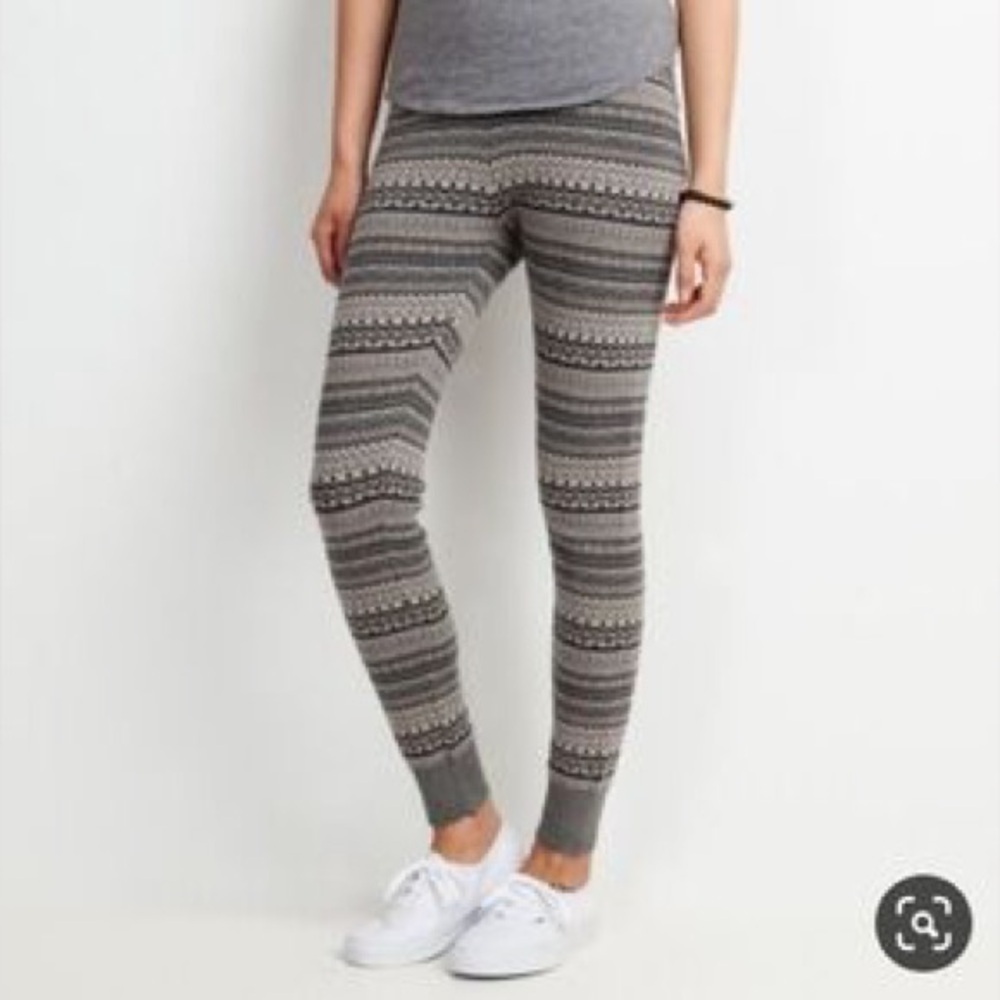 Roots 100% Cotton Knit Fair Isle Jogger Cuff Pull On Stretch Legging Size Small